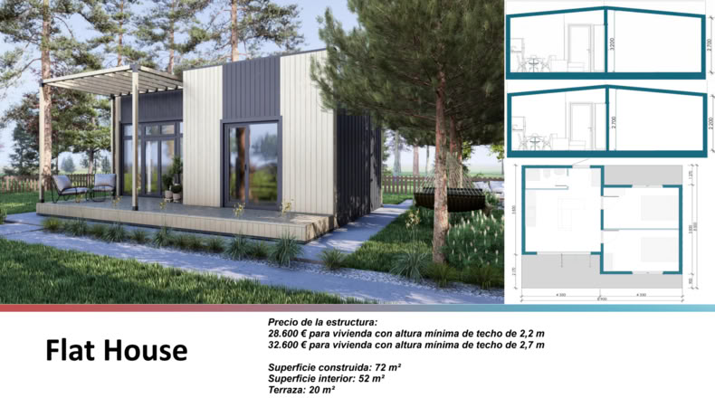 Flat House altura mínima del tejado 2.2m