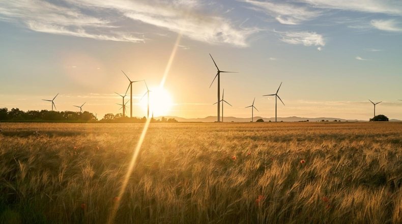 Imagen de molinos que generan energía eólica, una de las más destacadas por sus grandes ventajas de energía renovable
